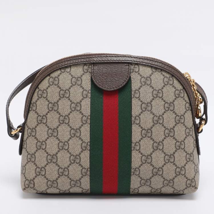 Pre Owned Gucci Brown/Beige GG Supreme Canvas Small Ophidia Shoulder Bag