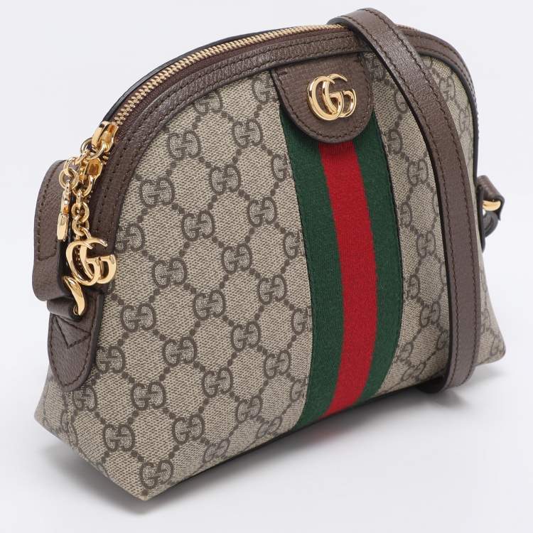 Pre Owned Gucci Brown/Beige GG Supreme Canvas Small Ophidia Shoulder Bag