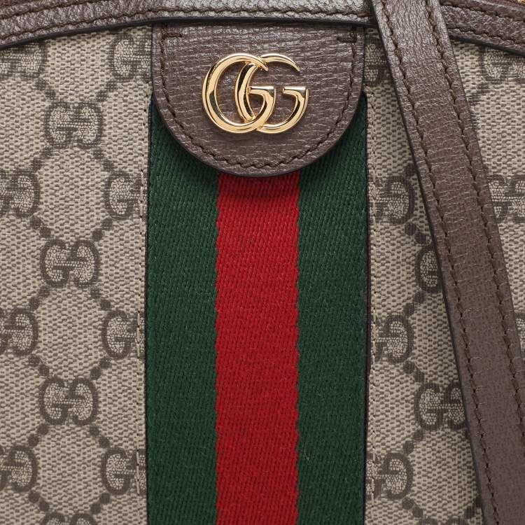 Pre Owned Gucci Brown/Beige GG Supreme Canvas Small Ophidia Shoulder Bag