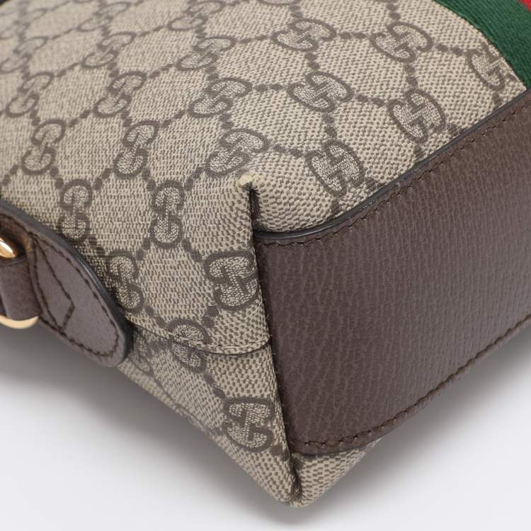 Pre Owned Gucci Brown/Beige GG Supreme Canvas Small Ophidia Shoulder Bag