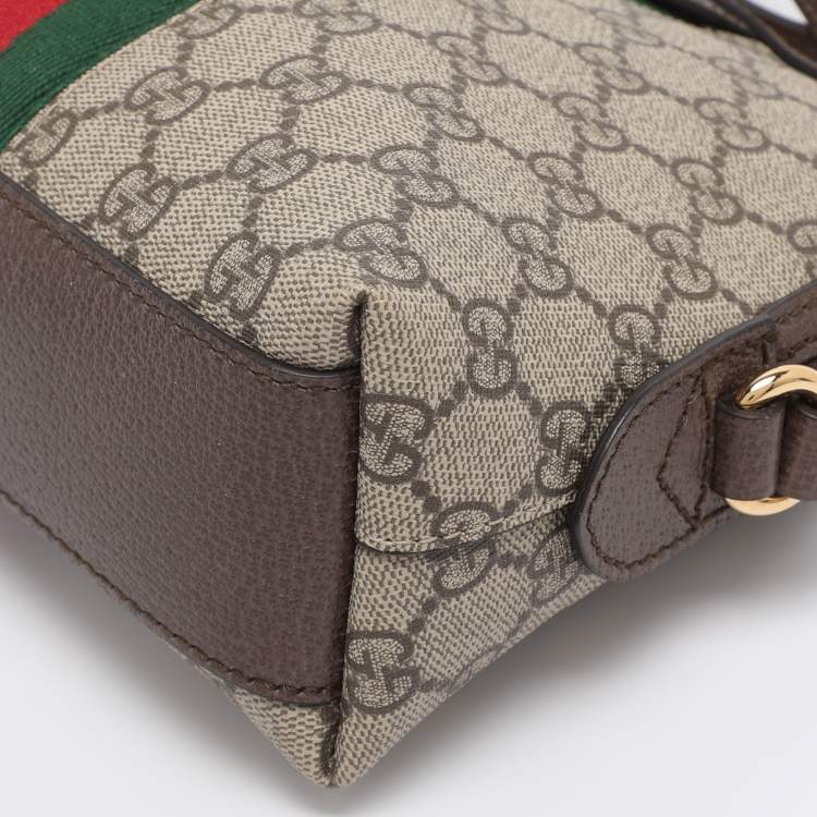 Pre Owned Gucci Brown/Beige GG Supreme Canvas Small Ophidia Shoulder Bag