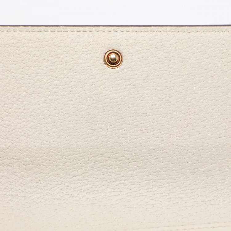 Pre Owned Gucci White/Beige GG Supreme Canvas and Leather Queen Margaret Wallet On Chain