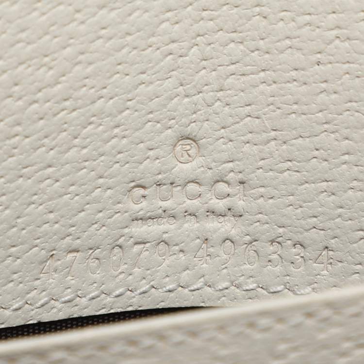 Pre Owned Gucci White/Beige GG Supreme Canvas and Leather Queen Margaret Wallet On Chain