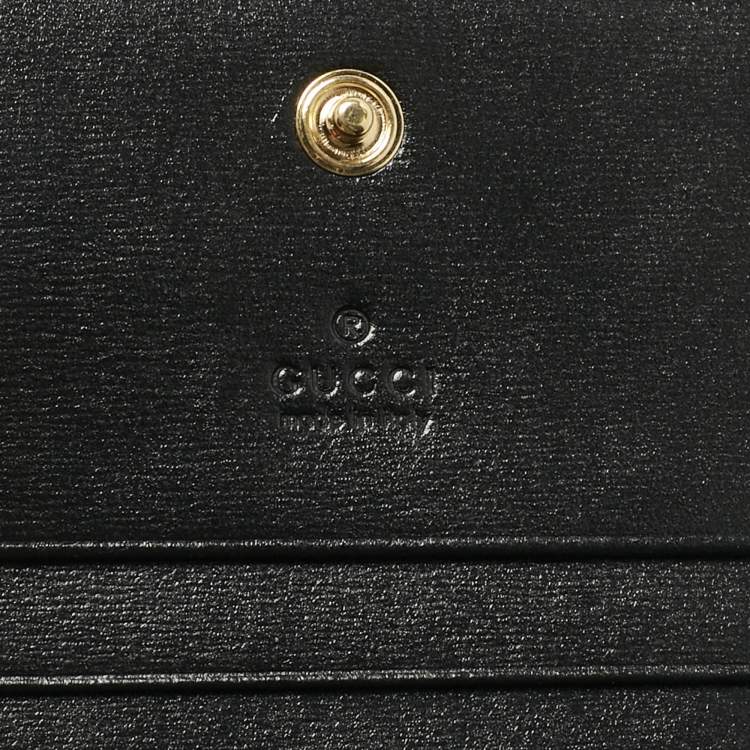 Pre Owned Gucci Black Leather Horsebit 1955 Flap Card Case