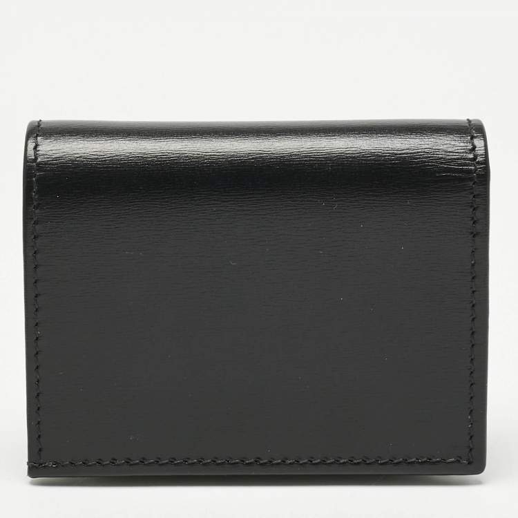 Pre Owned Gucci Black Leather Horsebit 1955 Flap Card Case