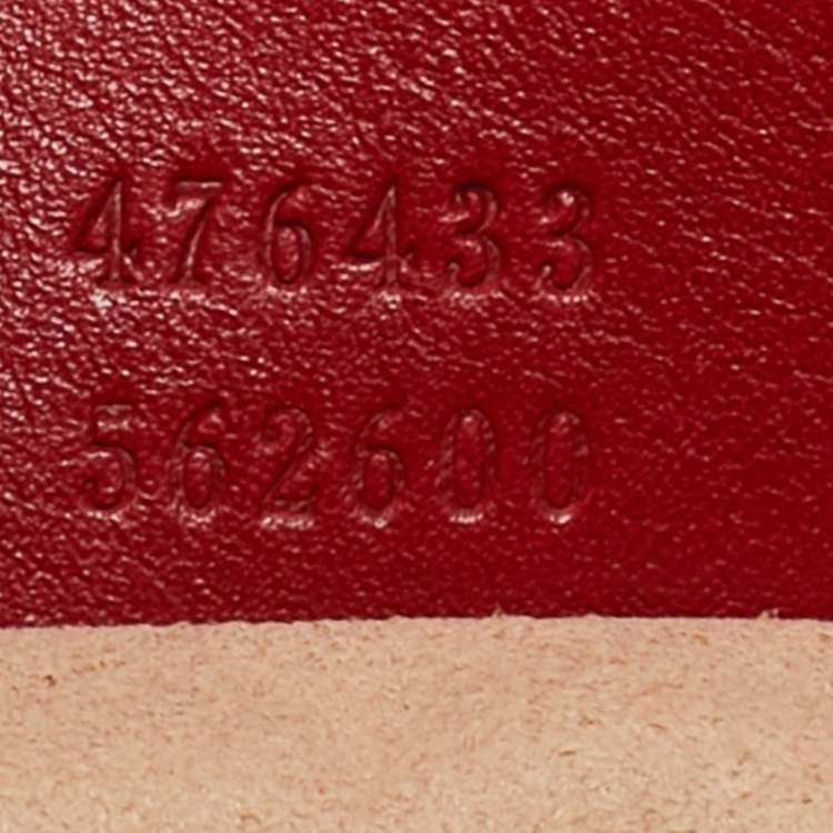 Pre Owned Gucci Red Matelassé Leather Super Mini GG Marmont Shoulder Bag