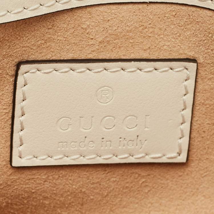 Pre Owned Gucci Off White Matelassé Leather Super Mini GG Marmont Shoulder Bag