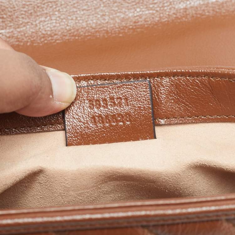 Pre Owned Gucci Brown Matelassé Leather Mini GG Marmont Top Handle Bag