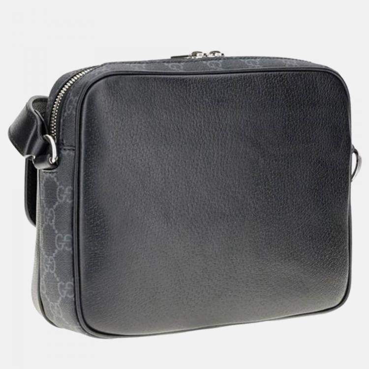 Pre Owned Gucci GG Supreme Black Canvas and Leather Messenger Bag