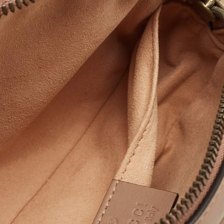 Pre Owned Gucci Dusty Pink Matelassé Leather GG Marmont Belt Bag