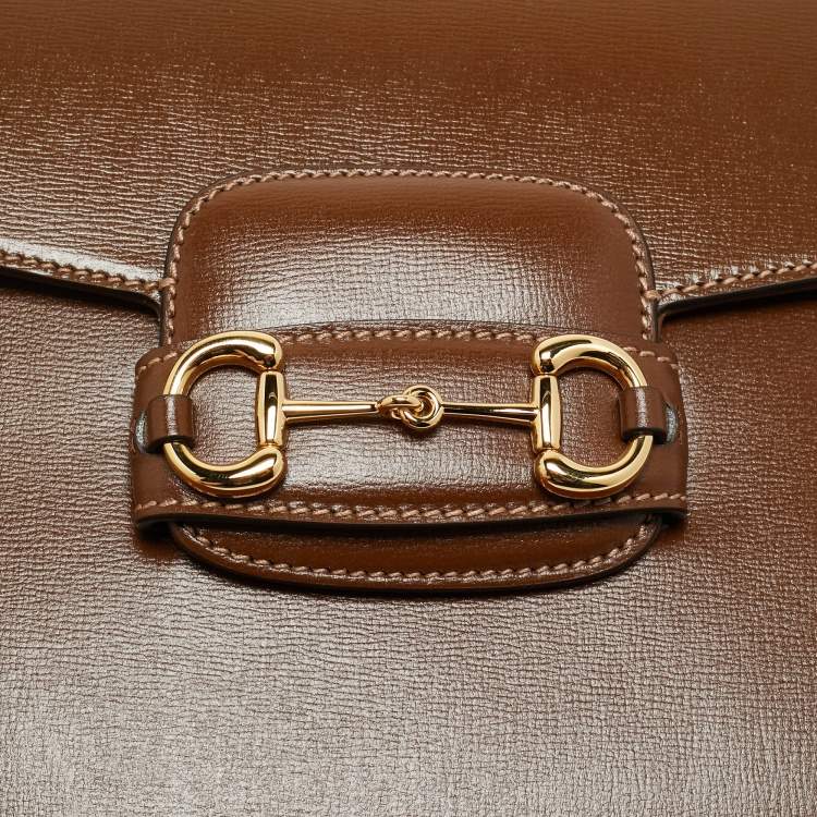 Pre Owned Gucci Brown Leather Horsebit 1955 Shoulder Bag