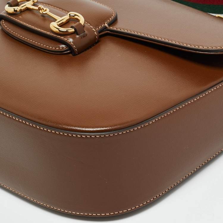 Pre Owned Gucci Brown Leather Horsebit 1955 Shoulder Bag