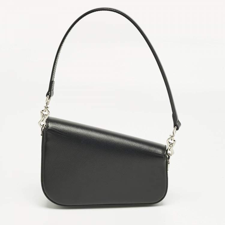 Pre Owned Gucci Black Leather Mini Horsebit 1955 Asymmetric Shoulder Bag