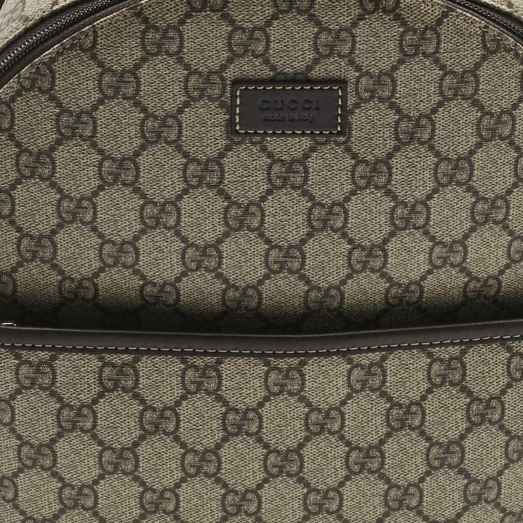 Pre Owned Gucci Beige/Brown GG Supreme Canvas and Leather Backpack