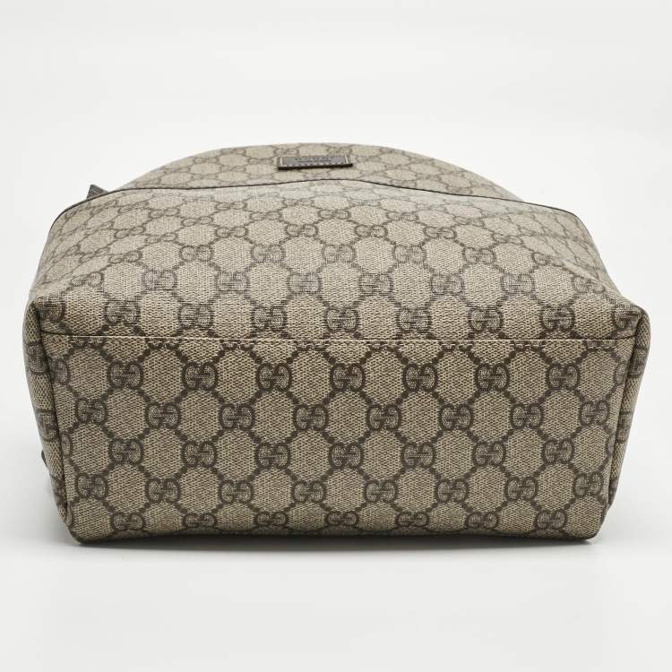 Pre Owned Gucci Beige/Brown GG Supreme Canvas and Leather Backpack