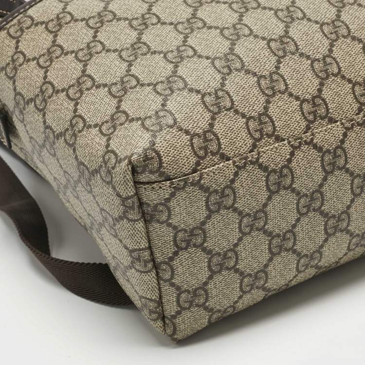 Pre Owned Gucci Beige/Brown GG Supreme Canvas and Leather Backpack