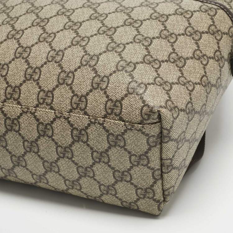 Pre Owned Gucci Beige/Brown GG Supreme Canvas and Leather Backpack