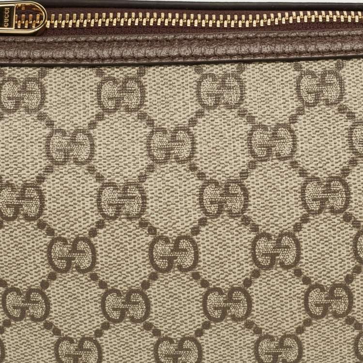 Pre Owned Gucci Beige/Brown GG Supreme Canvas and Leather Ophidia Bag