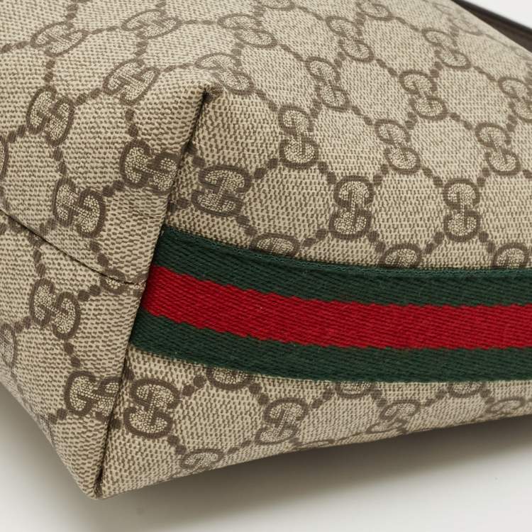 Pre Owned Gucci Beige/Brown GG Supreme Canvas and Leather Ophidia Bag