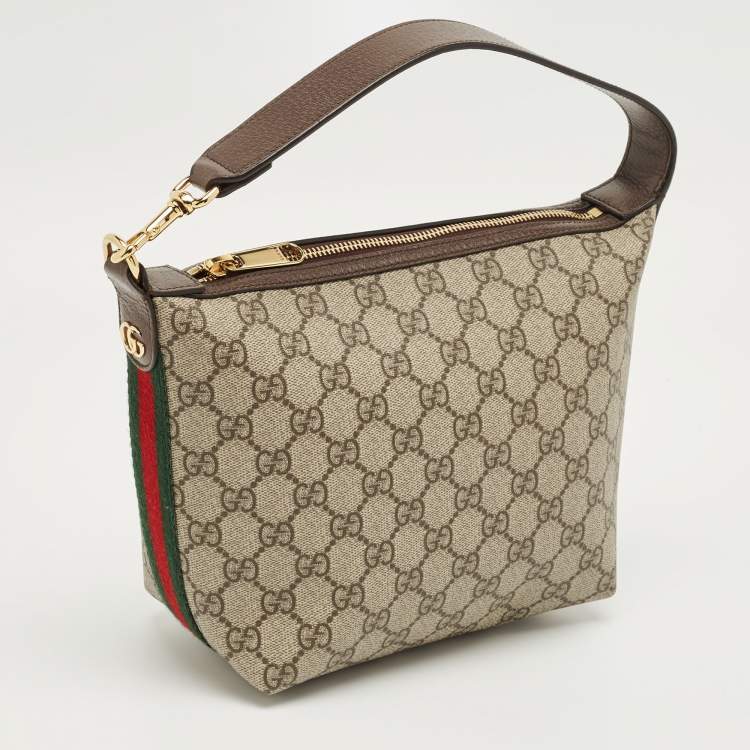 Pre Owned Gucci Beige/Brown GG Supreme Canvas and Leather Ophidia Bag