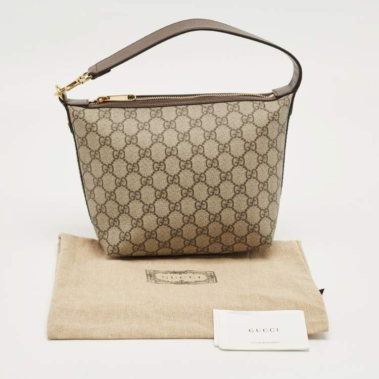 Pre Owned Gucci Beige/Brown GG Supreme Canvas and Leather Ophidia Bag