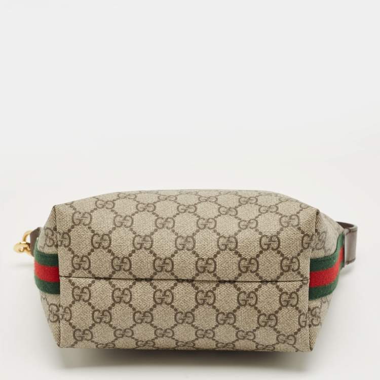 Pre Owned Gucci Beige/Brown GG Supreme Canvas and Leather Ophidia Bag