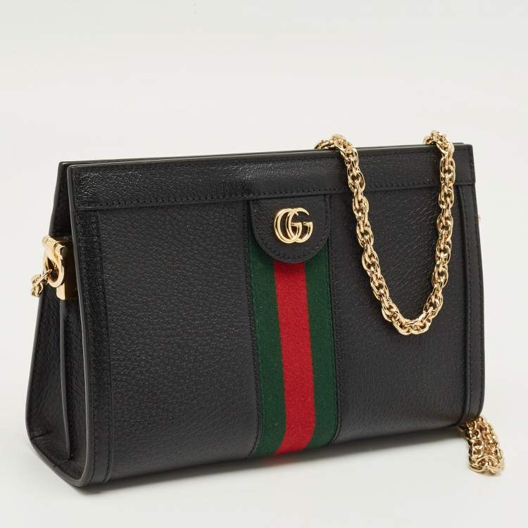 Pre Owned Gucci Black Leather Medium Ophidia Shoulder Bag
