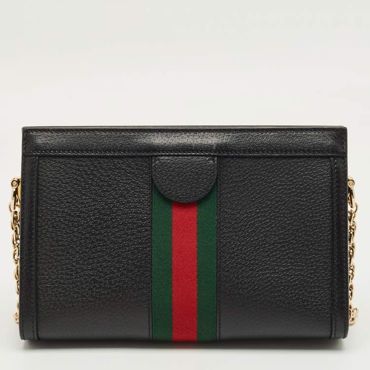 Pre Owned Gucci Black Leather Medium Ophidia Shoulder Bag
