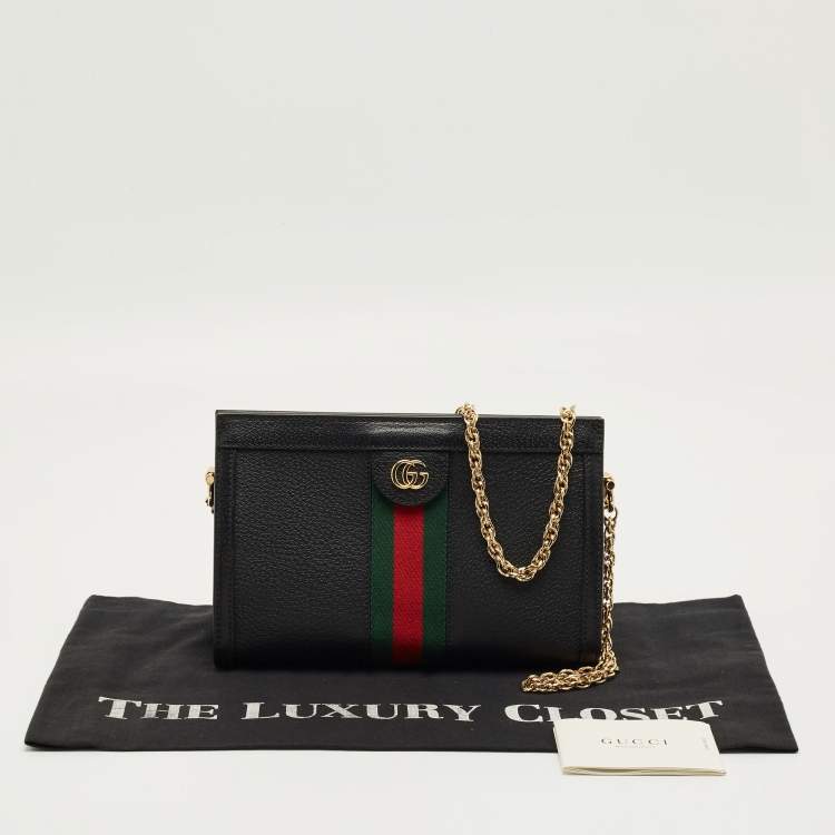 Pre Owned Gucci Black Leather Medium Ophidia Shoulder Bag
