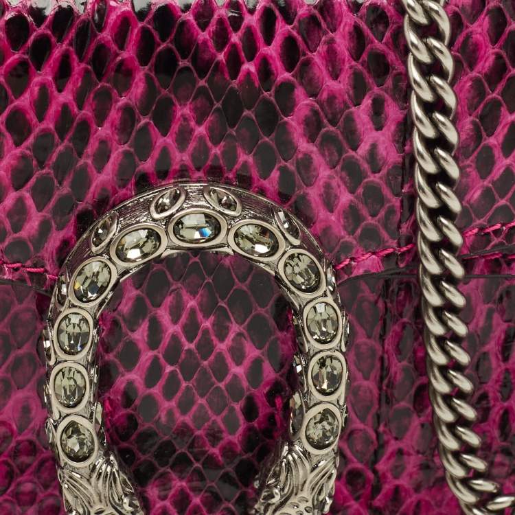 Pre Owned Gucci Pink Python Super Mini Dionysus Shoulder Bag