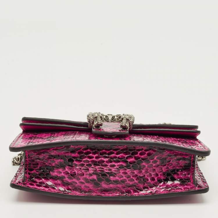 Pre Owned Gucci Pink Python Super Mini Dionysus Shoulder Bag