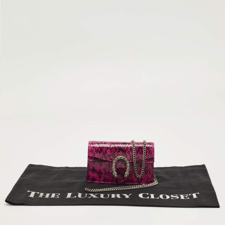 Pre Owned Gucci Pink Python Super Mini Dionysus Shoulder Bag