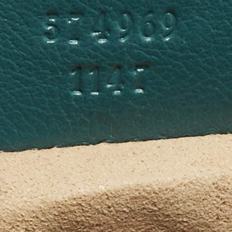 Pre Owned Gucci Blue/Green Diagonal Quilt Leather Super Mini GG Marmont Torchon Shoulder Bag