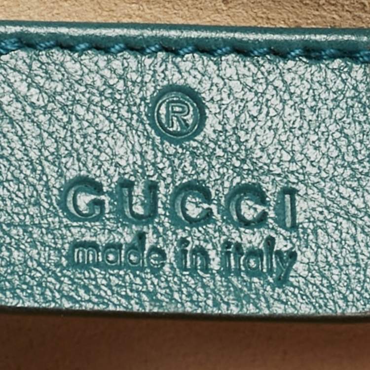 Pre Owned Gucci Blue/Green Diagonal Quilt Leather Super Mini GG Marmont Torchon Shoulder Bag