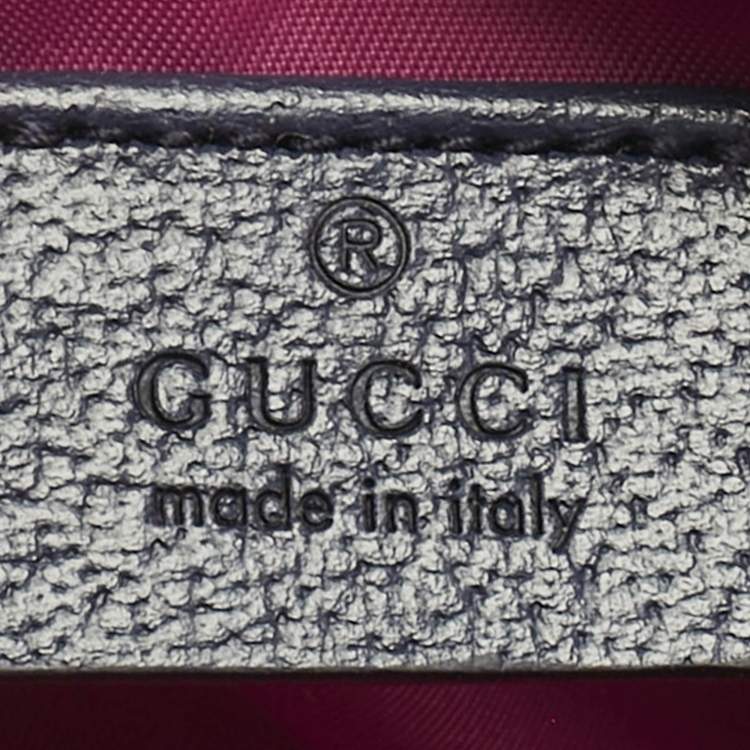 Pre Owned Gucci Pink/Navy Blue GG Canvas and Leather Messenger Bag