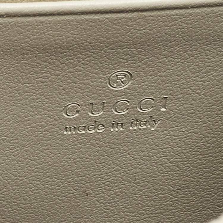 Pre Owned Gucci GG Marmont Off White Mix Quilted Leather Wallet On Chain