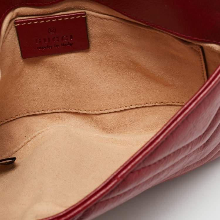 Pre Owned Gucci GG Marmont 2.0 Red Matelasse Leather Multi Belt Bag
