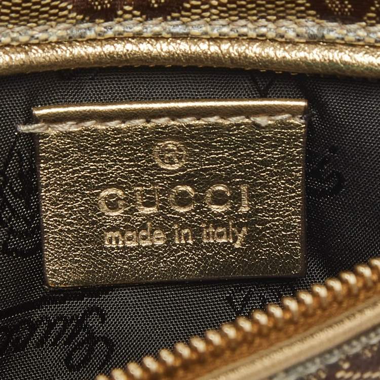 Pre Owned Gucci Heart Beige/Gold GG Crystal Canvas and Leather Pouch