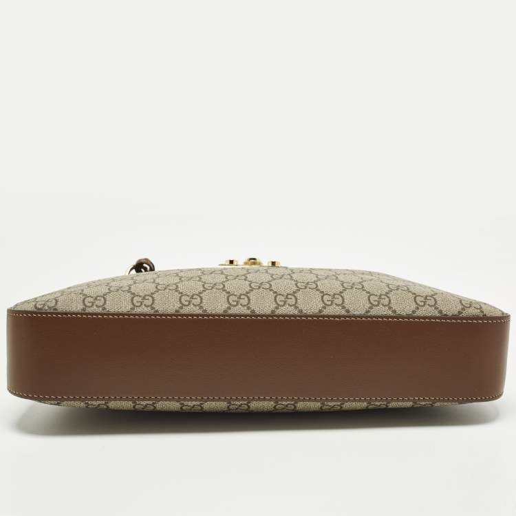 Pre Owned Gucci Padlock Brown/Beige GG Supreme Canvas and Leather Shoulder Bag