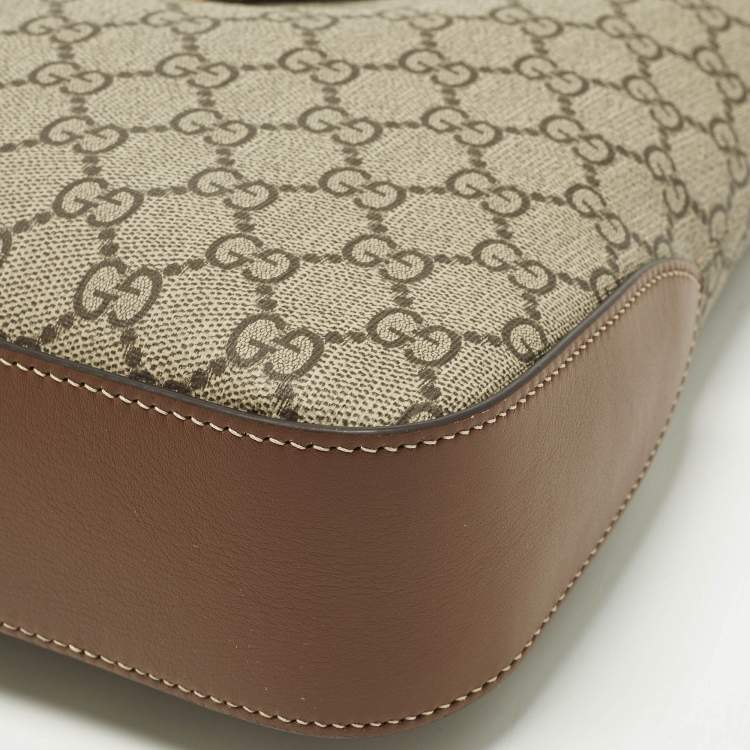 Pre Owned Gucci Padlock Brown/Beige GG Supreme Canvas and Leather Shoulder Bag