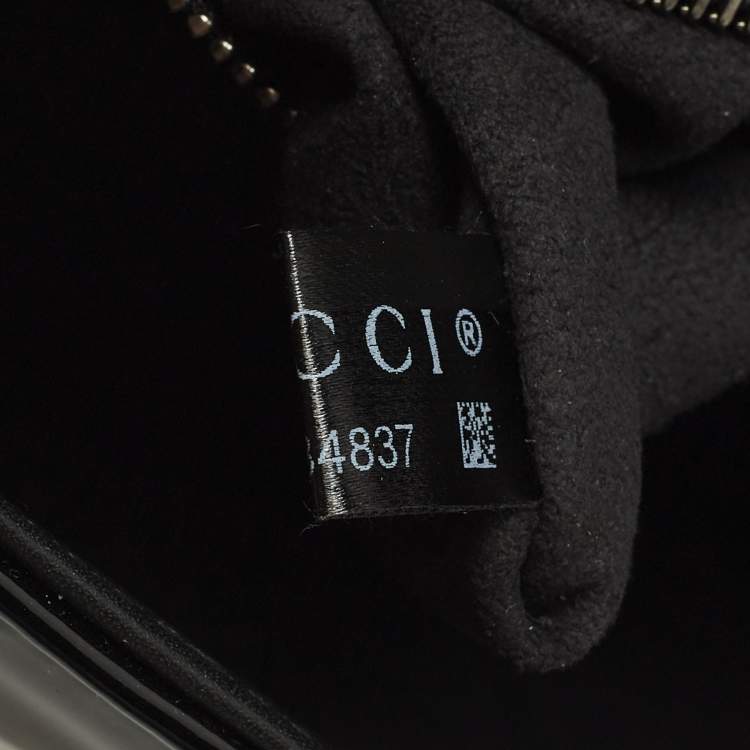 Pre Owned Gucci GG Marmont Medium Black Matelassé Patent Leather Shoulder Bag