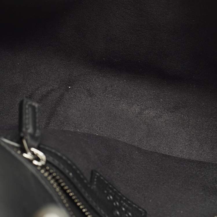 Pre Owned Gucci GG Marmont Medium Black Matelassé Patent Leather Shoulder Bag