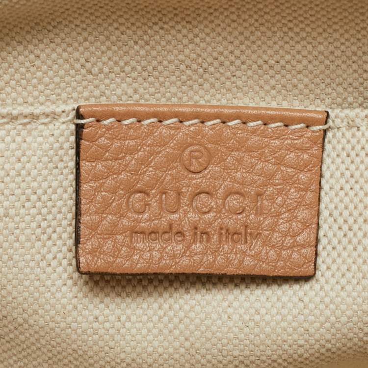 Pre Owned Gucci Bamboo Tassel Beige Leather Drawstring Backpack