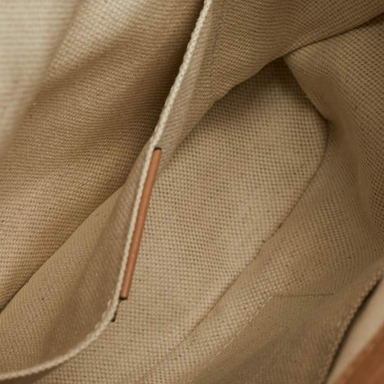 Pre Owned Gucci Bamboo Tassel Beige Leather Drawstring Backpack