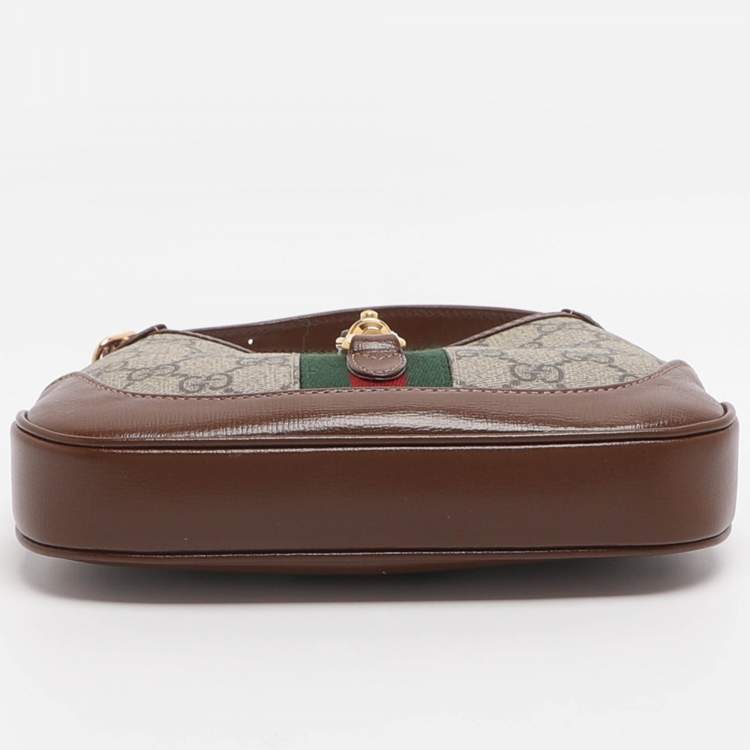 Pre Owned Gucci Jackie 1961 Mini Beige/Brown Supreme Canvas and Leather Shoulder Bag