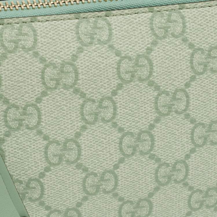 Pre Owned Gucci GG Emblem Small Sage Green GG Coated Fabric Shoulder Bag