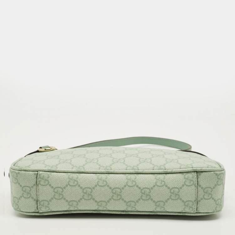 Pre Owned Gucci GG Emblem Small Sage Green GG Coated Fabric Shoulder Bag
