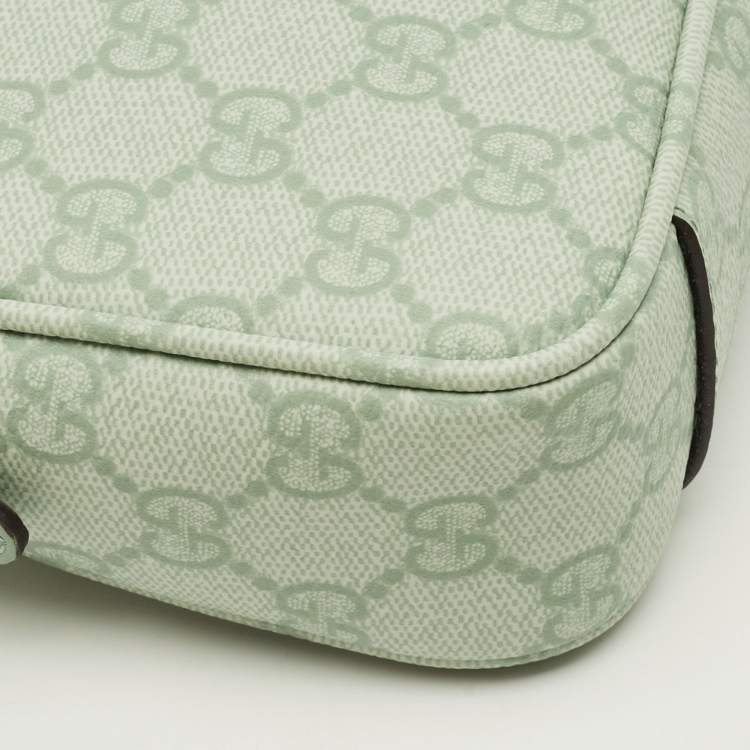 Pre Owned Gucci GG Emblem Small Sage Green GG Coated Fabric Shoulder Bag