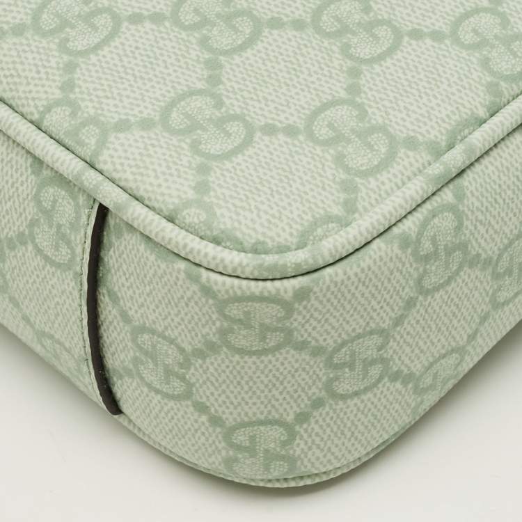 Pre Owned Gucci GG Emblem Small Sage Green GG Coated Fabric Shoulder Bag
