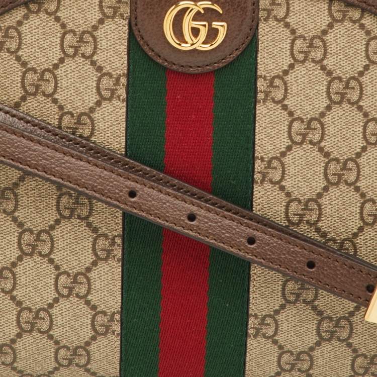Pre Owned Gucci Ophidia Dome Small Beige/Brown GG Supreme Canvas and Leather Shoulder Bag